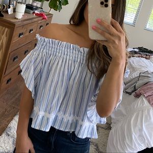 Faithfull The Brand- Off The Shoulder Striped Top - image 1